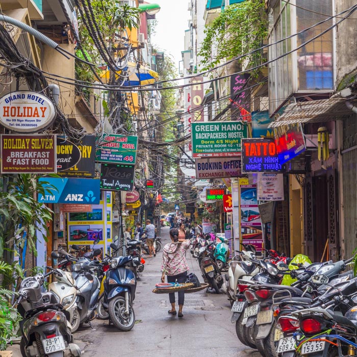 Vietnam, Hanoï, rue, Scooters